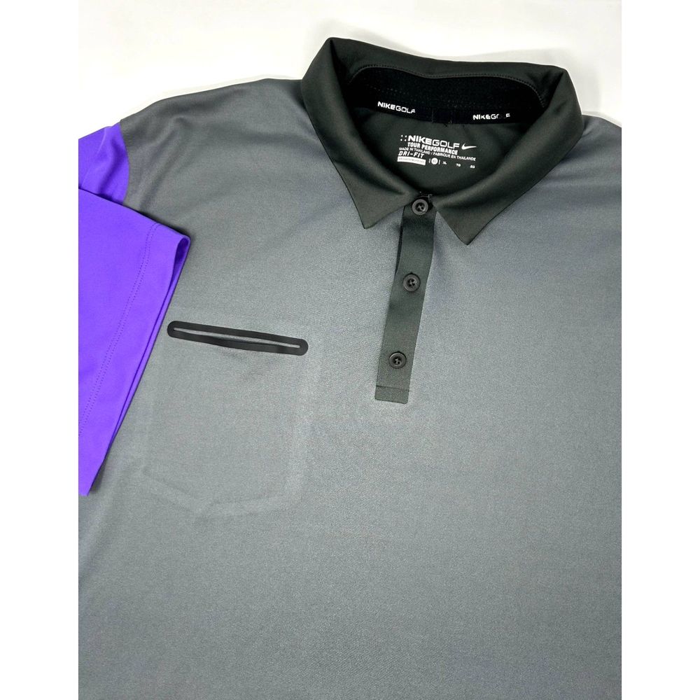 NikeGolf Tour Performance Dri-Fit Mens Polo Smokey Gray Short Sleeve‎ Shirt XL
